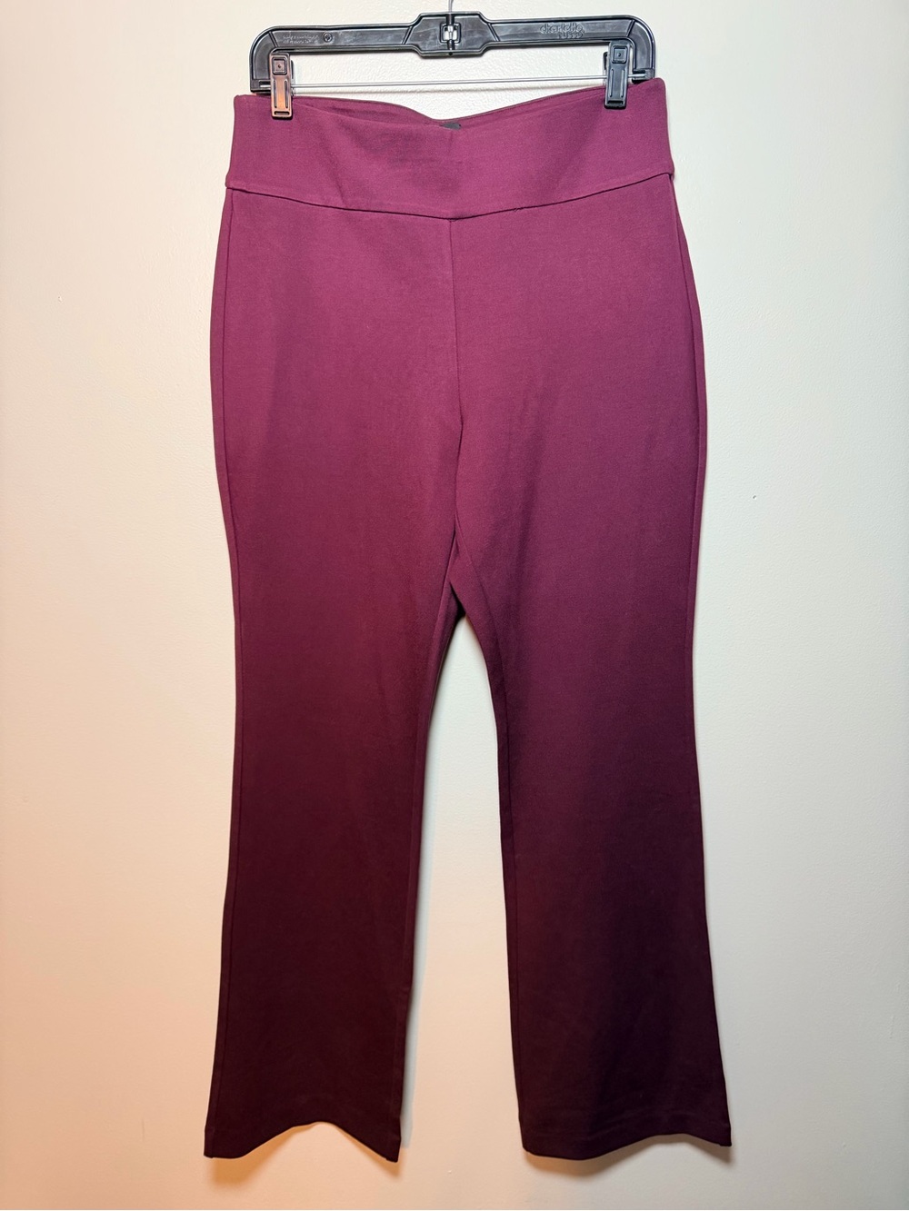 Express Burgundy Flare High-Waist Ponte Pull-On Pants Large NWOT